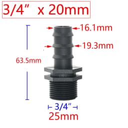 4Pcs 1/2" 3/4" 1" Male Female Thread Connector To Barb 8mm 16mm 20mm 25mm 32mm PE Hose Adapter Garden Irrigation Watering System