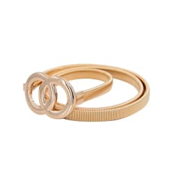 New Silver Gold Metal Belt Double Ring Imitate Rhinestone Lady Waist Belt Dress Suits Elastic Thin Slim Women Belts Waistband