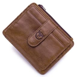 BULLCAPTAIN Genuine Leather RFID Blocking Zipper Card Holder Credit Cart Wallet Mini Slim Wallet Card & Id Holders Man Business