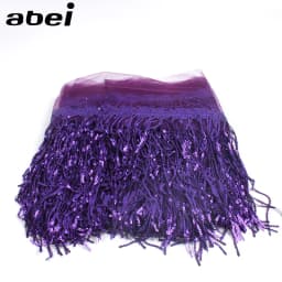 32cm 2yard Shining Mesh Fabric Lace Fringe Sequins Paillette Tassel Ribbon DIY Wedding Party Dance Dress Sewing Accessories