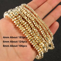 9K Gold Color Hematite Square Heart Round Shape Natural Beads Loose Stone Beads For Jewelry Making DIY Bracelet Necklace 15inch