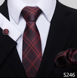 Newest Style Holiday Present 100% Silk Tie Pocket Squares Cufflink Set Necktie Men Dark Blue Wedding Accessories Office Cravat