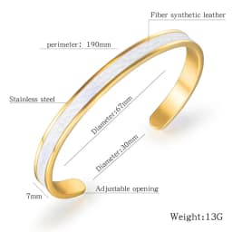 ZORCVENS New Leather Cuff Bracelets Bangles Men Women Gold Color Stainless Steel Bangle Unisex Pulseras Luxury Fashion Jewelry