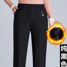 Oversized 8XL Stretch waist Winter Trousers Middle-aged Clothing Loose Plus velvet Thick Female Pants Casual Granny Trousers
