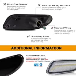 2pcs For Mercedes W203 C-Class C CLASS C230 C240 C280 C32 AMG C320 C350 Sedan Front Side Marker Parking Lights/Turn Signal Light