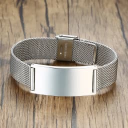Stylish Men Stainless Steel Stretch Mesh ID Bracelets Custom Jewelry Personalize Engrave Stainless Steel Wrist Gifts Free Ship
