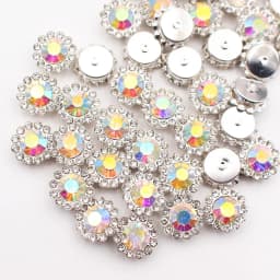 8mm-12mm Sunflower Silver Claw Sew On Rhinestones Glitter Crystals Stones Fabric Glass Beads DIY Sewing Rhinestones Crafts Gems