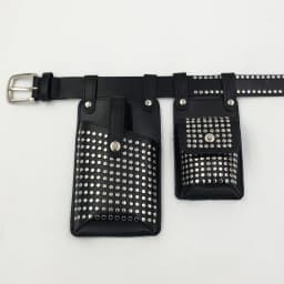 2PCS Rivets Belt Bag For Women Punk Motorcycle Waist Bags Female Fanny Pack Crossbody Function Chest Bag Hip Hop Phone Purse