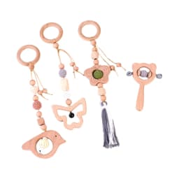 4 Pcs Beech Wood Baby Play Gym Frame Newborn Activity Fitness Rack Hanging Pendants Toys Crochet Rattle Teether Kids Room Decor