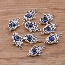 10PCS 13*22mm Fatima Hamsa Hand 10 Color Evil Eye Spacer Bead Connector For DIY Bracelets Necklace Jewelry Handmade Making