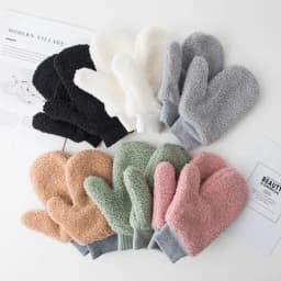 Winter Lamb Wool Halter Neck Full Finger Warm Mittens Korean Female Double Layer Plush Thicken Windproof Cycling Gloves H36