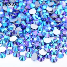 JUNAO 100 Gross Wholesale SS6 8 10 12 16 20 30 AB Glass Rhinestone Bulk Flatback Crystals Round Nail Strass Stone For DIY