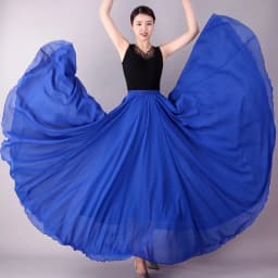 2022 Chiffon Long Skirts For Women Elegant Casual High Waist Boho Beach Maxi Skirts Saias Femme Solid Dance Skirt Streetwear