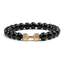 High Quality Men Beaded Bracelet Natural Black Lava Stone Dumbbell Charm Bracelets Energy Fitness Barbell Fashion Women Jewelry