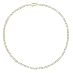 New Thin 3mm CZ 1 Row Shiny Tennis Chain Necklace Hip Hop Iced Out Bling Cubic Zircon Choker Jewelry Gold Color For Women Men
