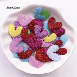 100pcs Glitter Bepowder Nonwoven Kawaii Various Shapes Felt Fabric Patchs DIY Cloth Appliques Bow Embellishments Wedding Craft