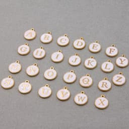 10pcs/26pcs Alphabet Letter Double Face Enamel Charms KC Gold color White Enamel  12*15mm pendants jewelry making Handmade craft