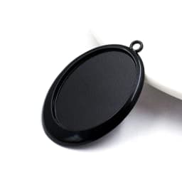 Fit 30x40mm Oval Cabochons Pattern Glass Cameos Black Frame Settings Bezel Tray For DIY Necklace Making Accessories 5pcs K06248