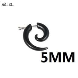 Punk Acrylic Black Bull Horn Shape Earrings for Women Men Personality Snail Studs Tribal Spiral Earing Piercings Hip-Hop Jewelry
