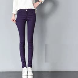 Women Color Pants Super Comfy Stretch Pull-On Classic Skinny Pants Ease Into Comfort Stretch Slim Pencil Trousers with Pocket