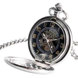 Silver Shield Automatic Mechanical Pocket Watch Arabic Numerals Display Self-Winding Pendant Antique Pocket Clock Male Gifts