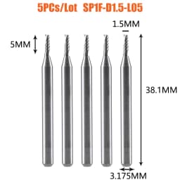 Dreanique 5pc/lot Single Flute Spiral End Mill CNC 3D Advertisement Engraving 1 Flute Bit for wood Acrylic Aluminum Plastics Cut