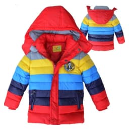 Infant Fashion Jackets Boys Stripe Winter Down Coat 2025 Baby Wear Kids Warm Outerwear Hooded For 2-7 Yrs Children Clothes