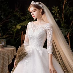 Boat Neck Wedding Gown With Train 2026 Three Quarter Sleeve Lace Up Bridal Ball Gown Robe De Mariee Vestido De Noiva Customized