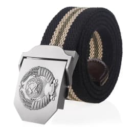 SupSindy New Canvas Belt 3D Soviet National Emblem Metal Buckle Jeans Belts for Men CCCP Army Military Tactical Belts Male Strap
