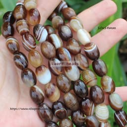 6-50mm Natural Coffe Botswana Agate Coffe Color Stripe agates Oval beads 15"/38cm , For DIY Jewelry making !