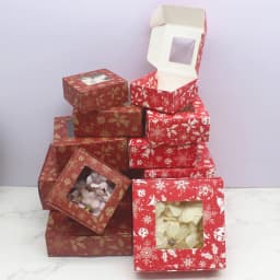 10pcs Multi Size Gifts Box with Window Marbling Style kraft Paper Window Wrapping Package for Jewelry Party Supplies