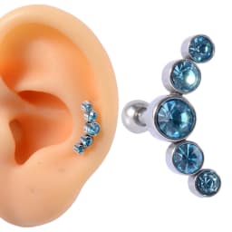 1PC Surgical Steel Five Opal Ear Tragus Cartilage Stud Helix Piercing Earrings Crystal Ear Lobe Piercing Barbell Jewelry