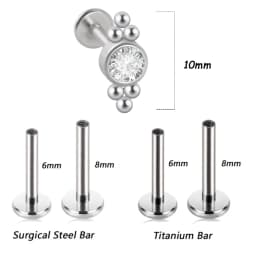 1PC G23 Titanium&Steel 16G CZ Gem Triangle Labret Lip Ring Crystal Cluster Ear Cartilage Tragus Helix Piercing Screw Fit Top 16g