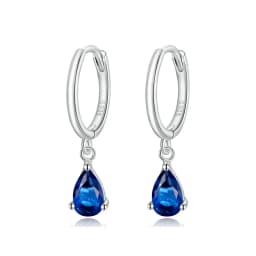 BAMOER Silver ISHWAR Green Water Drop Earrings 925 Sterling Silver 4 Colors Drop Shape Earring for Women Statement Jewelry