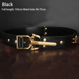 Cavalry Belt Genuine Leather Men's High Quality Belts 3.8cm Pure Handmade Belt Solid Vintage Embossed Brass Belt Buckle