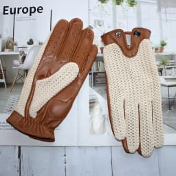 Men's Summer Motorcycle Riding Gloves Touch Screen Leather Driving Unlined Thin Goatskin 2025 New Style