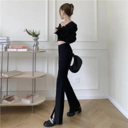 QOERLIN Micro-Flared Pants Women's High Waist Slim Casual Chic Wide Leg Split Trousers Elegant Black White Suits Pants