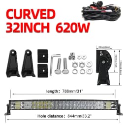 CO LIGHT 22" 32" 42" 52" Curved LED Light Bar Offroad 2-Rows Led Bar Combo Beam Led Work Light 12V 24V For 4x4 4WD SUV ATV Cars