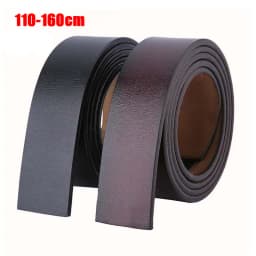 110 - 140 150 160cm Belts No Buckle 3.5cm Width 100% Real Genuine Leather Belt Body Men Plus Size Belt Cowboy Strap Brown Black