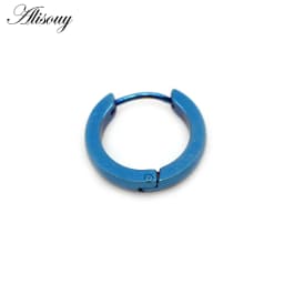 Alisouy 2pcs Small Hoop Earrings Women Men Circle Round Clip Earrings High Polish Stainless Steel Ear Piercing Bijoux Jewelry
