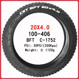 CST BFT 20inch 24inch Fat Tire Snow Beach Bicycle Tire 20x4.0 20X2.4 24x4.0 Electric Snowmobile MTB Bicycle Anti-Slip Fat Tire