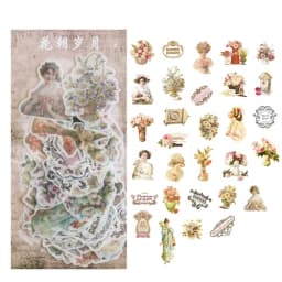 60pcs DIY Flowers Stickers Pack for Diary Album Planner Decoration Stationery School Supplies Pack of Diverse Floral Designs