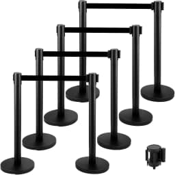 SucceBuy 2/3/6/8 Pcs Belt Stanchion Crowd Control Barrier Stainless Steel Queue Pole Retractable Belt for Bank Airport Stadium