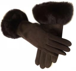 Winter Suede Leather Internal Plush Full Finger Outdoor Riding Warm Gloves Woman's Plush Thick Touch Screen Driving Mittens H92