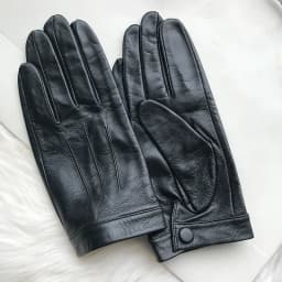 Unlined Gloves Wrist Button Sheep Leather Touch Screen Winter Gloves For Men Black Thin Lining Genuine Leather