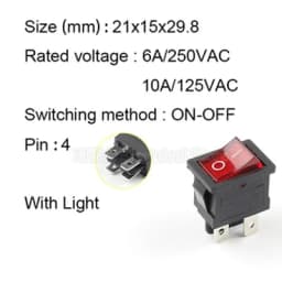 5Pcs KCD1 4Pin 6Pin 6A 250VAC 10A 125VAC 21X15mm Snap Rocker Switch ON OFF ON Interruptor Reed Interupteur Schakelaar
