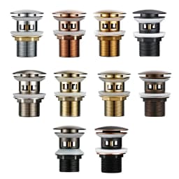 Brushed Gold Basin Sink Drain Corrosion Resistant Easy To Clean Pop Up Drainer Button Round Hole Bathroom Hotel