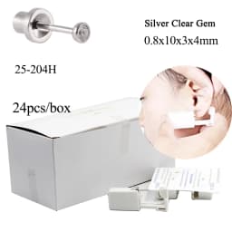 24PCS/Box Disposable Safety Kids Ear Piercing Device Bezel Crystal Studs Bullet Buckle No Sharp Body Piercing Jewelry Suit Baby