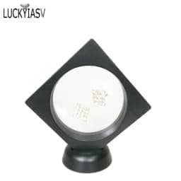 Black White Plastic Suspended Floating Display Case Earring Coin Gems Ring Jewelry Storage Pet Membrane Stand Holder Box 7*7*2cm
