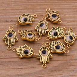 10PCS 13*22mm Fatima Hamsa Hand 10 Color Evil Eye Spacer Bead Connector For DIY Bracelets Necklace Jewelry Handmade Making